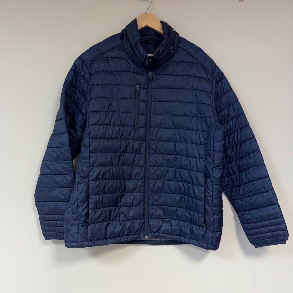 GIII Quilted Navy Blue Puffer Jacket Mens Warm Soft Winter Coat Lightweight